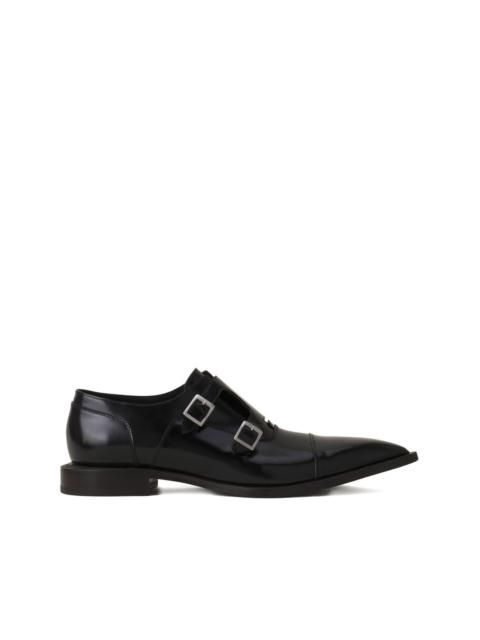 double-buckle pointed monk shoes