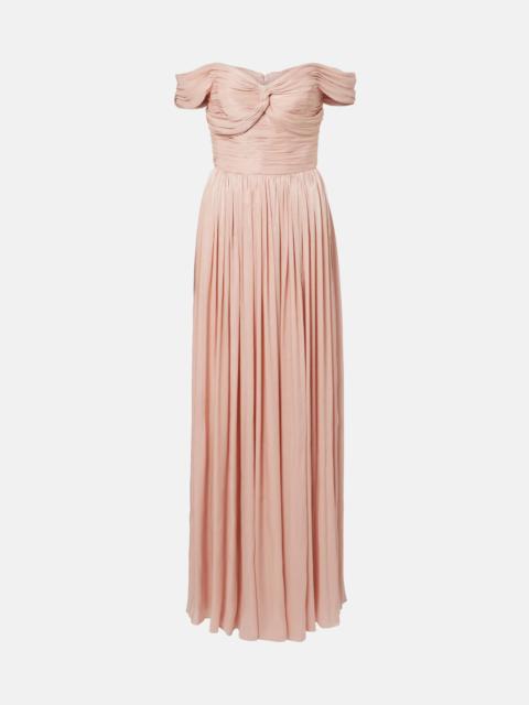 Draped off-shoulder gown