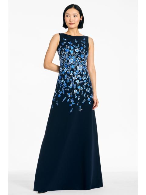 EMBROIDERED RAZIA GOWN - DARK MIDNIGHT
