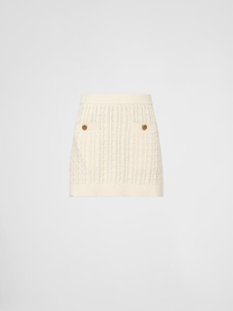 Cable-knit cotton miniskirt