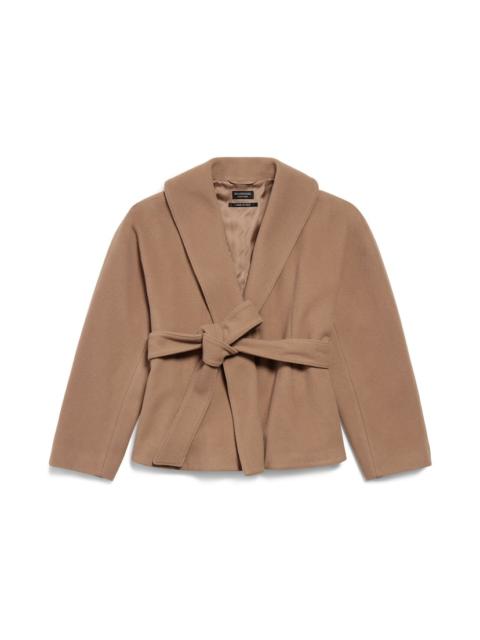Women's Short Wrap Coat in Camel