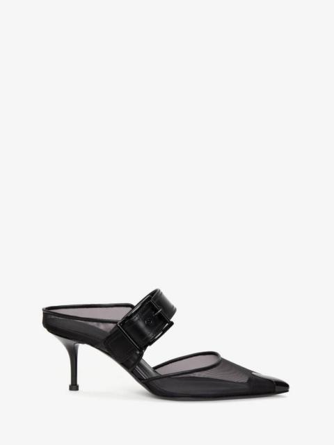 Punk Buckle Mule in Black