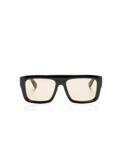 logo-engraved rectangle-frame sunglasses