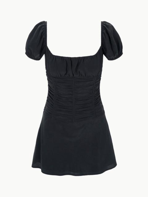STAUD ELBA MINI SILK DRESS BLACK