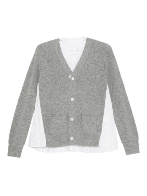pleated-detail button cardigan
