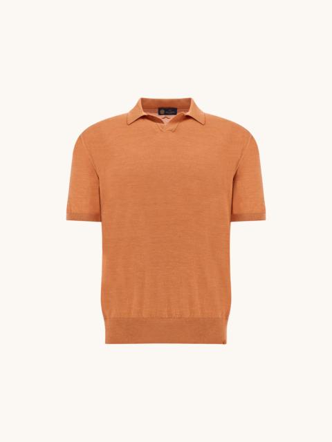 OPEN‑COLLAR POLO IN WOOL AND SILK