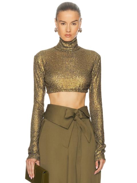 Long Sleeve Slim Fit Turtleneck Cropped Top