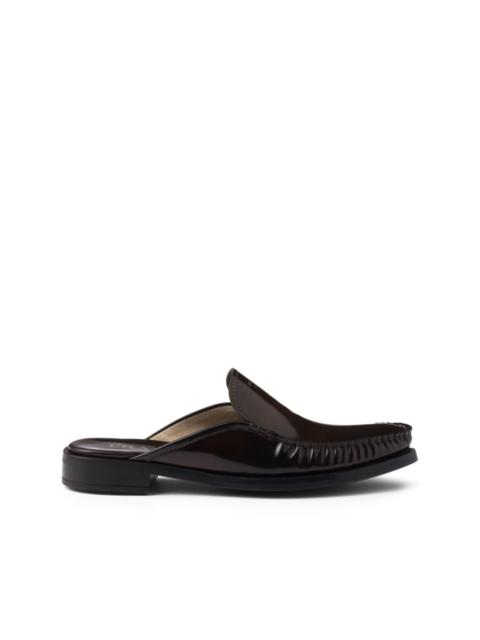 logo-plaque leather mules