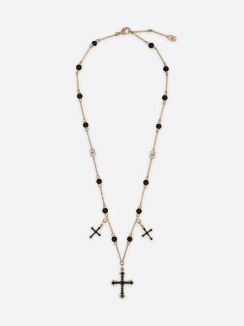 Rosary-style necklace with crosses