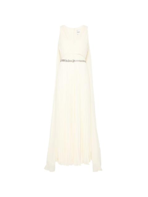 pleated V-neck dress