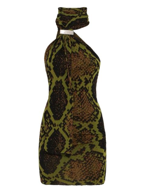 snake-print halterneck mini dress