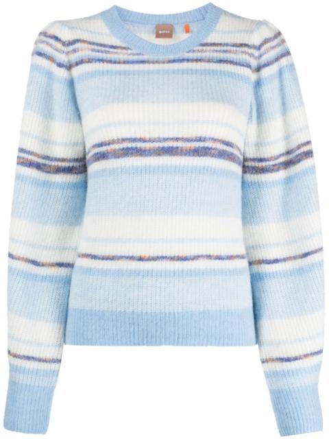 stripe-pattern crew-neck sweatshirt