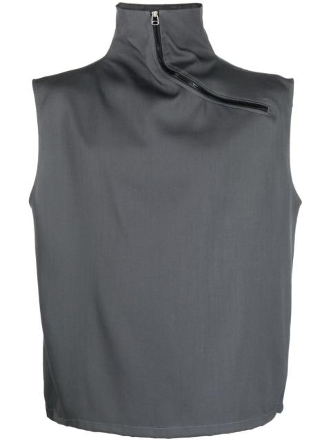 high-neck virgin-wool vest