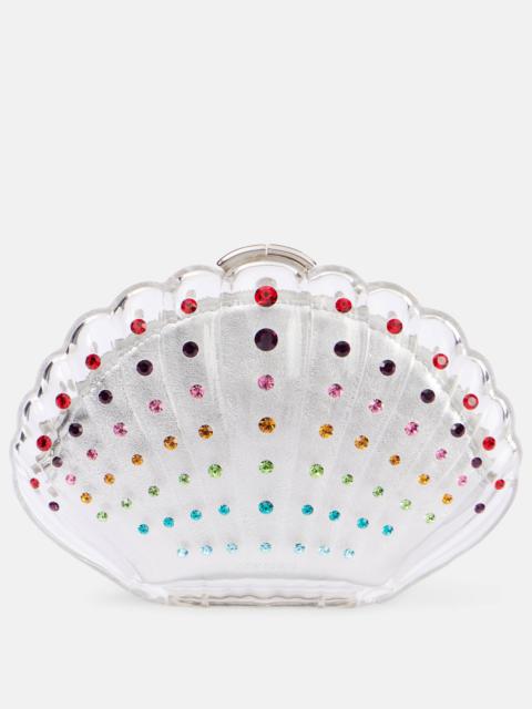 Crystal Shell embellished clutch