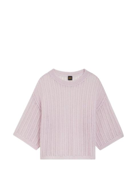 open-knit round-neck sweater