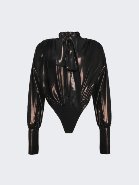 Bodysuit with Necktie Detail Bronze