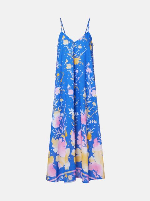 Floral cotton and linen midi dress