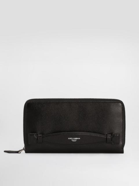 Zip-around calfskin wallet