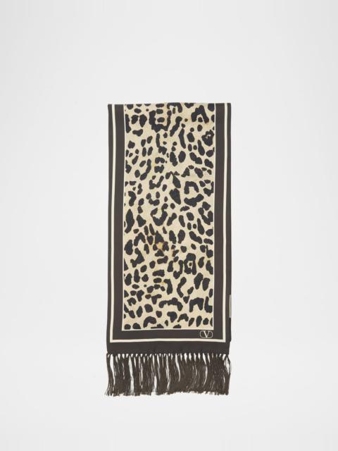 Animal Twill Fringe Scarf