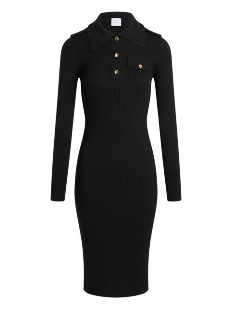 ribbed polo-collar midi dress