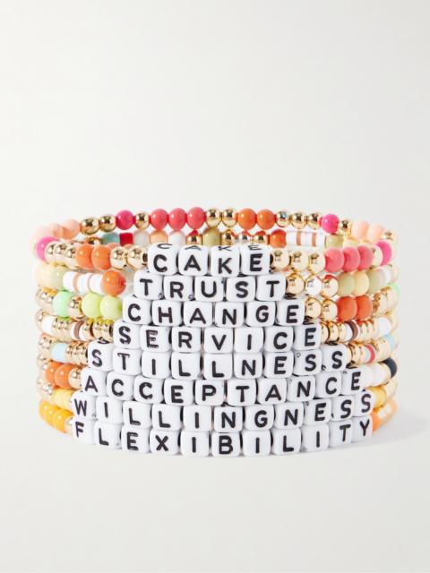 The Grab Bag Set Of Eight Gold-tone Enamel Bracelets