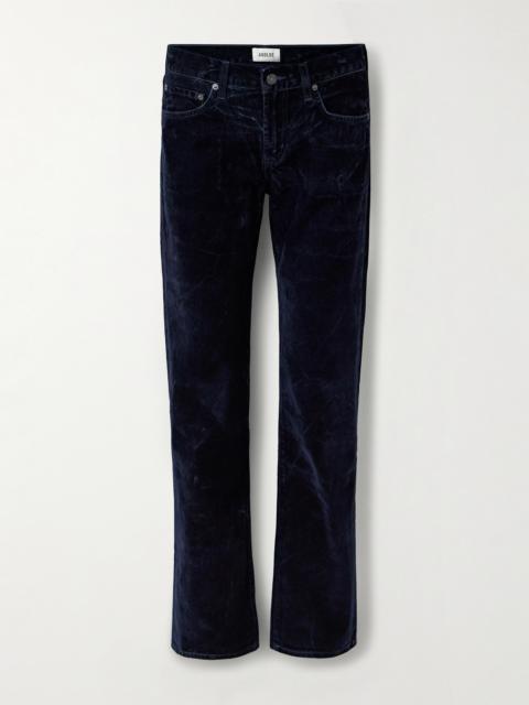Cotton-blend Velvet Straight-leg Pants