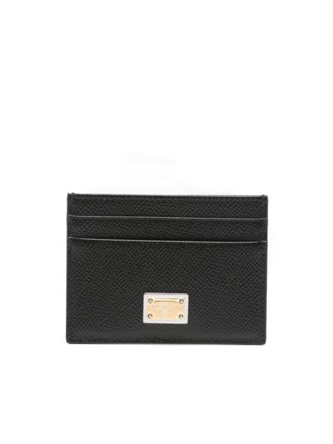 logo-plaque leather card holder