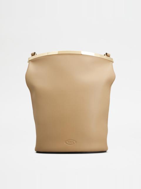 TOD'S MAGENTA BAG BUCKET BAG IN LEATHER SMALL - BEIGE