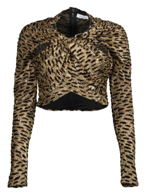 animal-print long-sleeve top