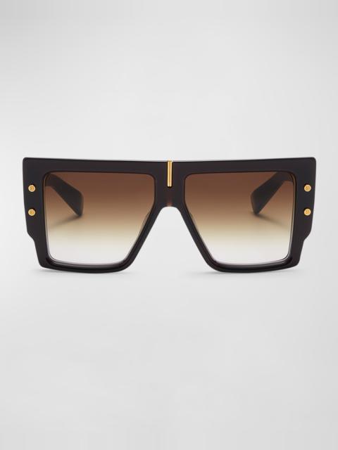 B-Grand Acetate & Titanium Square Sunglasses