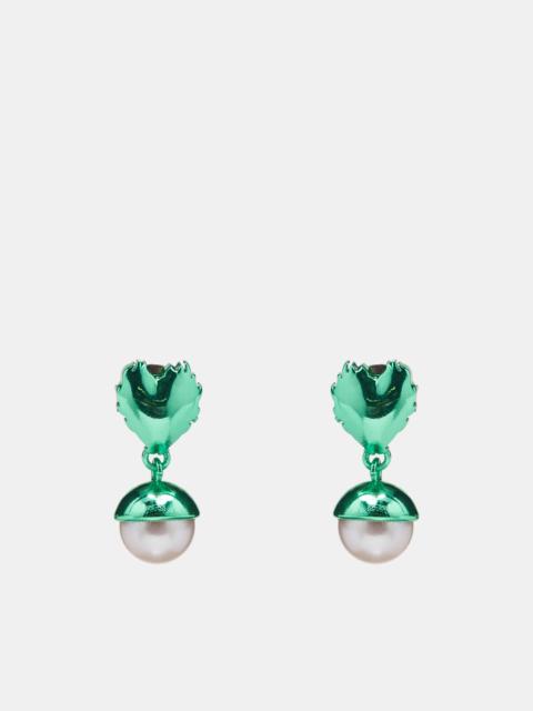 Flame Heart Pearl Earrings