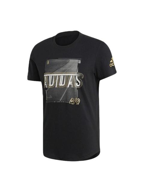 adidas Running Training Sports Gym Round Neck Short Sleeve Black ED7258