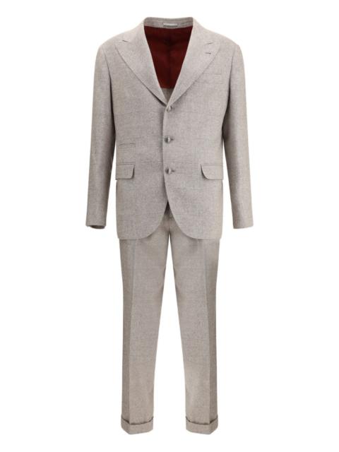 peaked-lapel check suit
