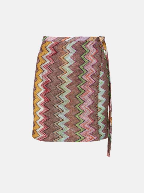 Zigzag lamé wrap skirt