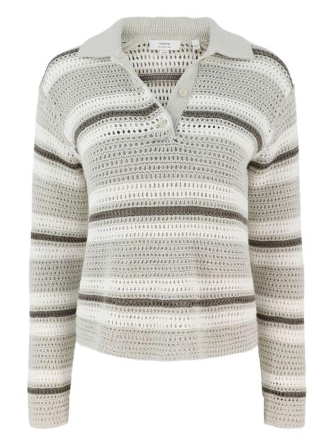 striped mesh polo shirt