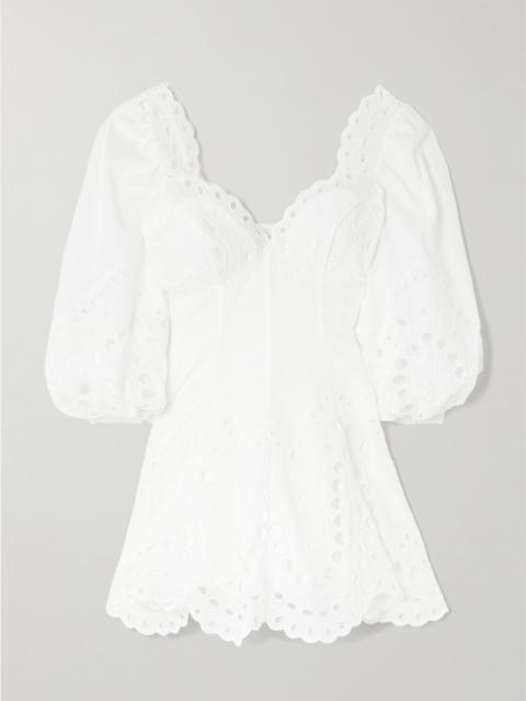 Esmare Scalloped Broderie Anglaise Cotton-blend Mini Dress