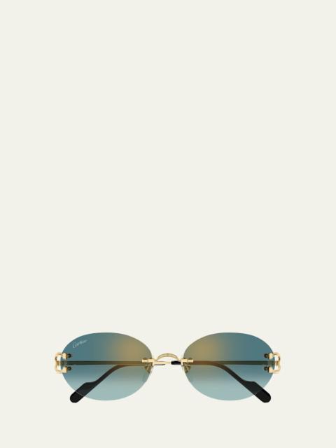 Décor C de Cartier 55mm Oval Metal Sunglasses