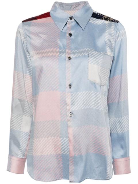 check-pattern detailing shirt