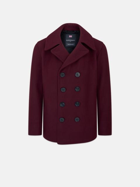 Men's Admiralty Melton Wool Peacoat Burgundy
