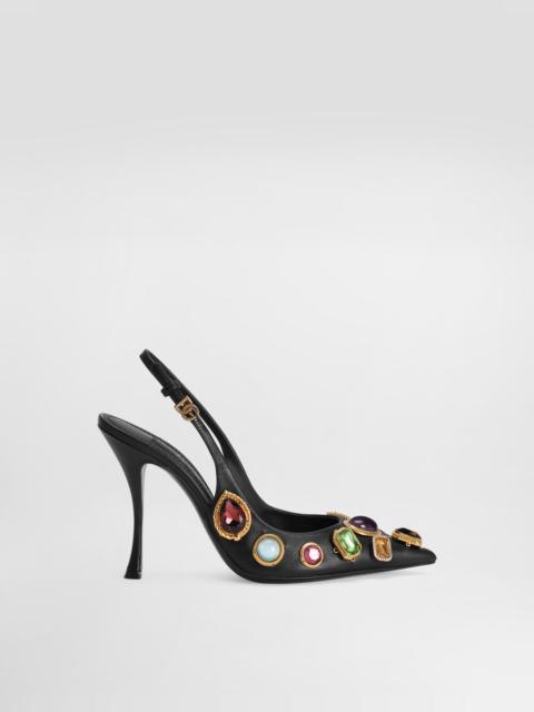 Slingback with stone embroidery