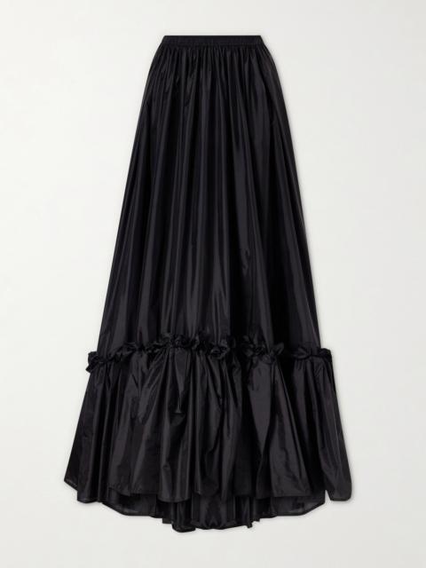 Tiered Ruffled Satin Skirt