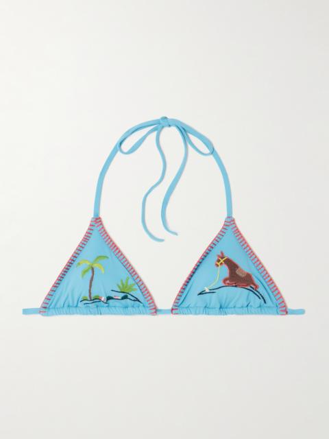 Lido Embroidered Triangle Bikini Top