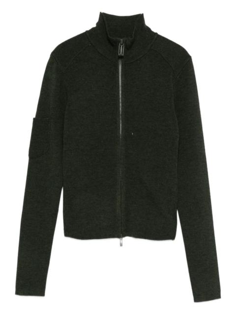 zip-front patch-pocket cardigan
