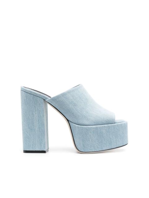 Sasha 130mm denim platform mules