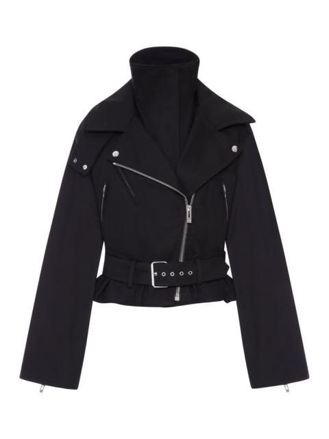 SHORT COTTON BIKER JACKET WITH BELT