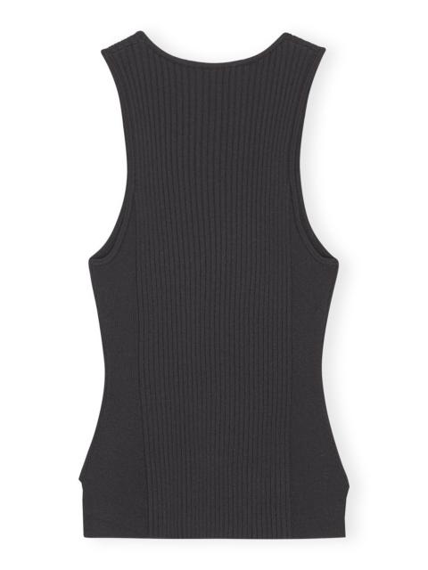 BLACK SLEEVELESS MELANGE TOP