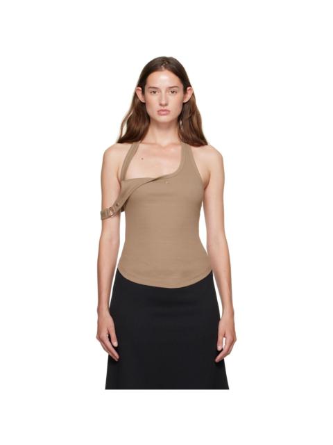 Taupe Asymmetric Buckle Tank Top