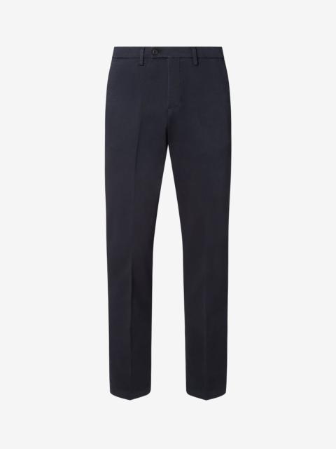 Blue garment-dyed stretch cotton trousers