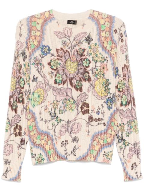 floral-print sweater