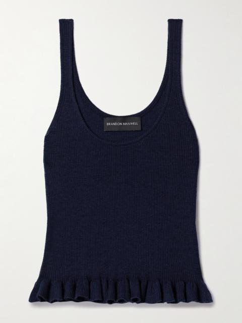 The Phoebe Ruffled Ribbed Cashmere Tank
